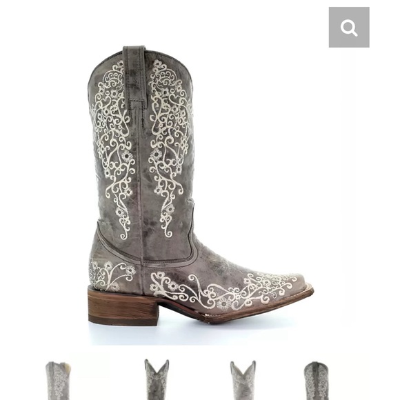 Corral distressed brown embroidered boots 👢 snip toe - Picture 4 of 14